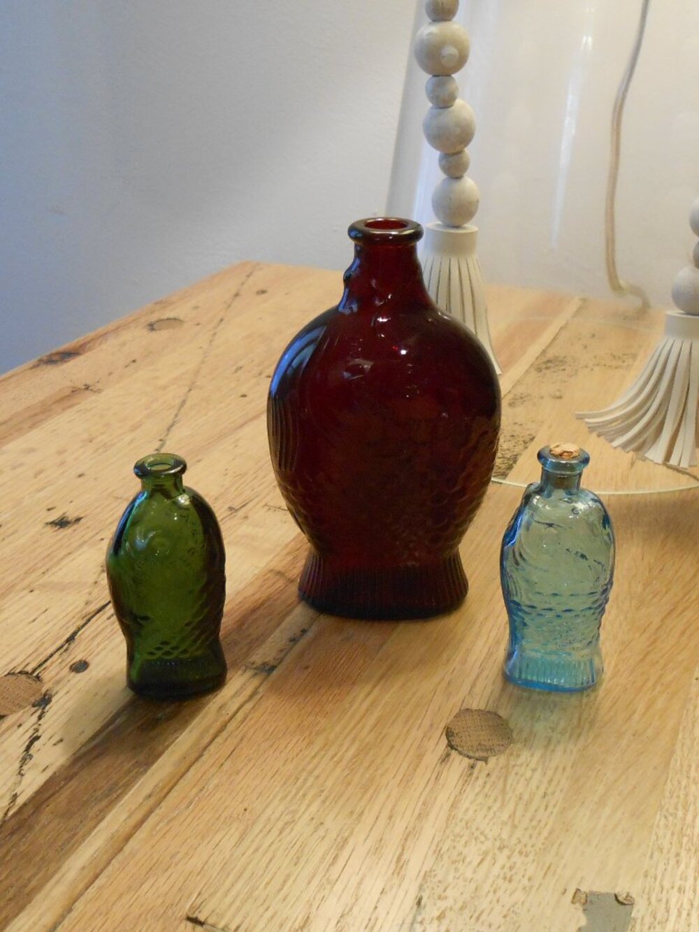Dr. Fisch's Bitters Glass Fish Bottles (3)